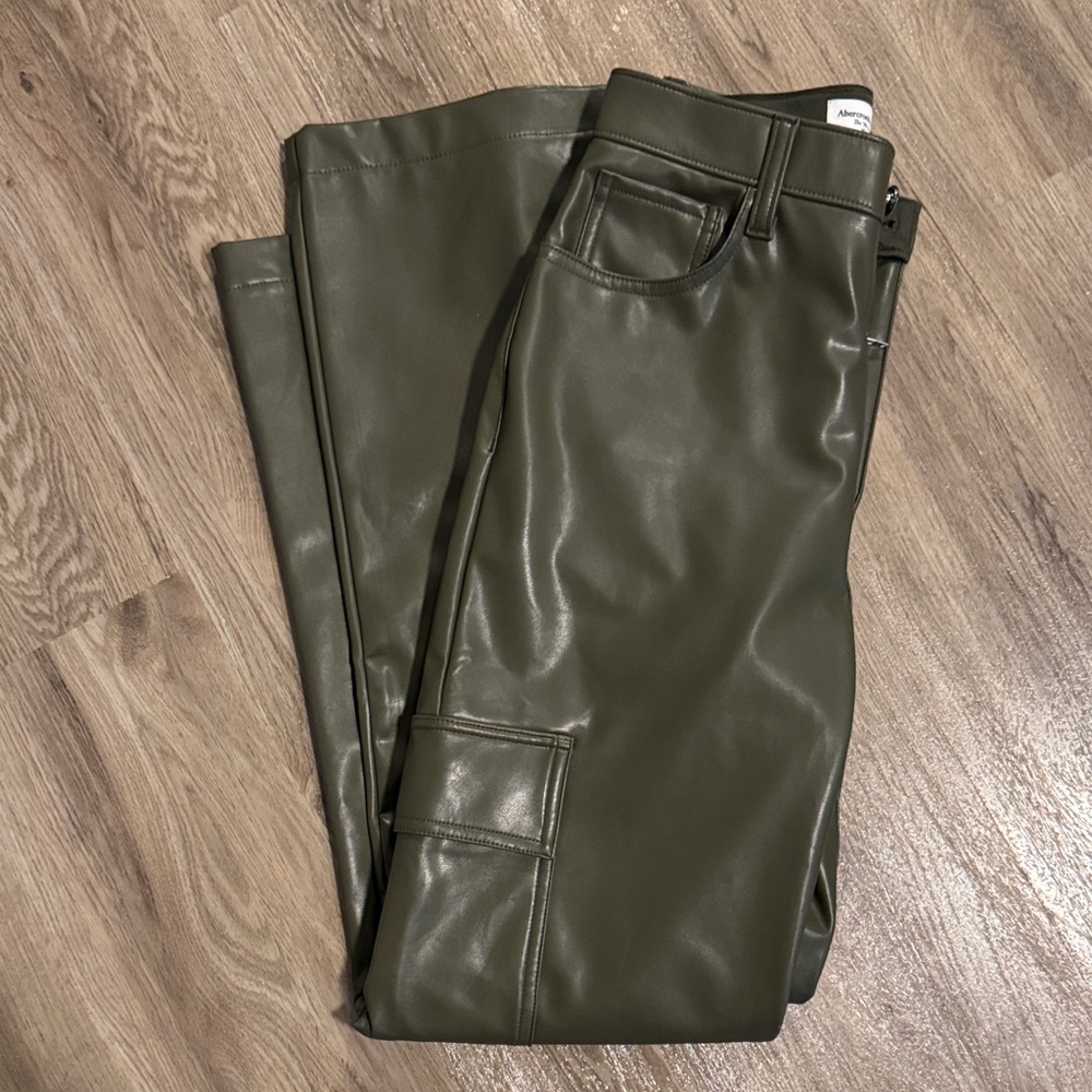 Abercrombie Curve Love Dark Green Leather Trousers